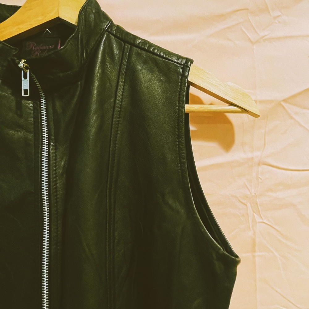 Black leather zip dress